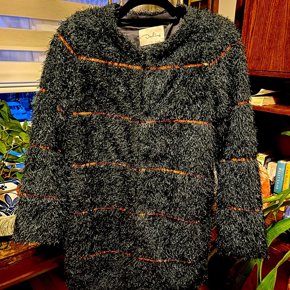 Darling navy blue fuzzy dress coat
